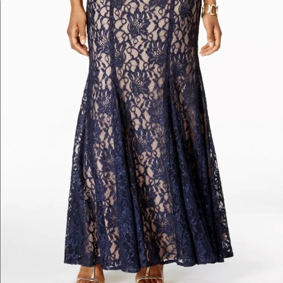 Women’s Formal Dress Size 14 NIGHTWAY Navy Sleeveless Halter Full-Length Gown - Picture 3 of 9